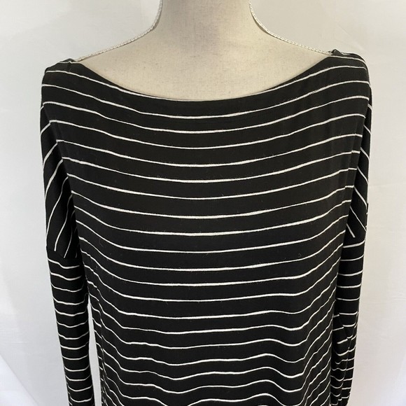 NEW Soma Weekend MED Long Sleeve Lounge Dress Stripe Black White $79 - Picture 2 of 5